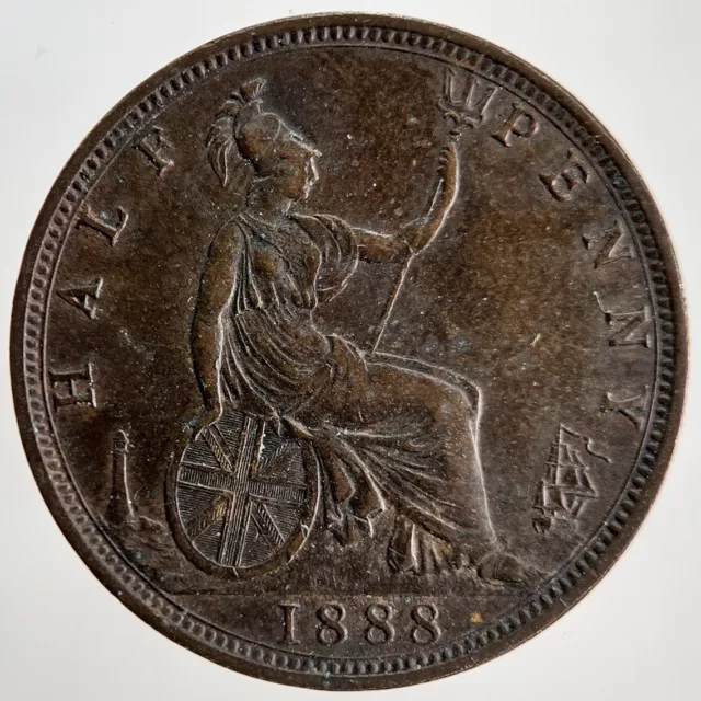 1888 Victoria Half-Penny Coin | British Coin | Very Fine Grade | a346