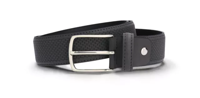 Cinturón vegano moderno y elegante con hebilla relieve geométrico efecto nobuck