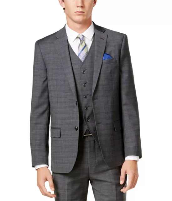 Ben Sherman Mens Windowpane Two Button Blazer Jacket, Grey, 40 Regular