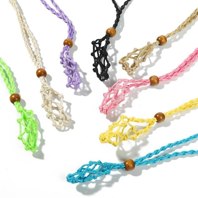 Empty Woven Necklace Rope Cord Crystal Stone Holder Pendant Net DIY Jewelry