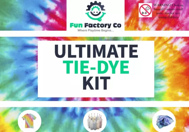 *ULTIMATE* UK Tie Dye Kit, Includes 2 T-Shirts Kids Adults Professional Tye Die