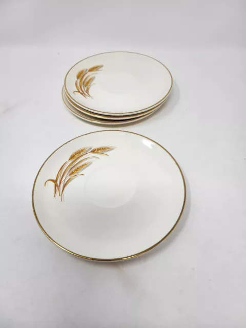Homer Laughlin Golden Wheat Bread Plates - 22k Gold Saucer Plates 6" - Set Of 4
