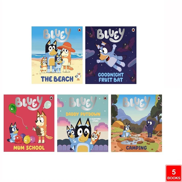 BLUEY 5 PICTURE Book Story Collection Set Beach, Goodnight Fruit Bat