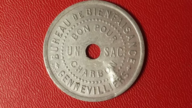 Jeton de rationnement - Bon pour un sac de charbon - GENNEVILLIERS (92)