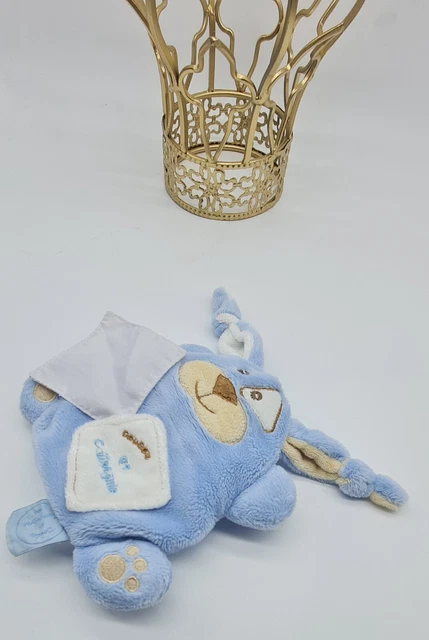 05- Doudou Et Compagnie Lapin Chien Bleu Marron Beige Mouchoir Blanc Neuf