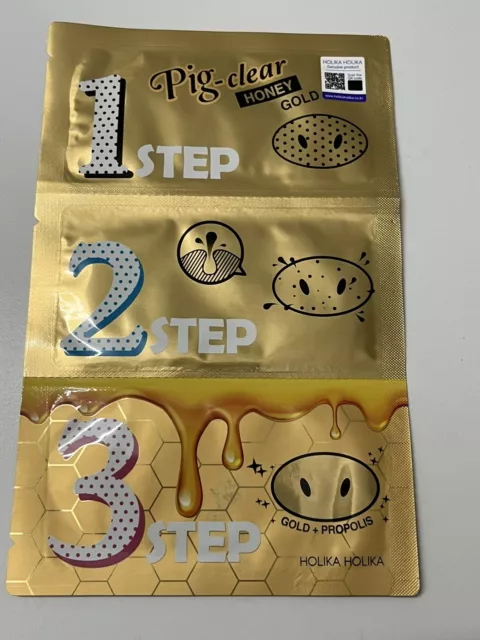 3x HOLIKA HOLIKA Pig Nose Honey Gold blackheads 3 step Made in Korea