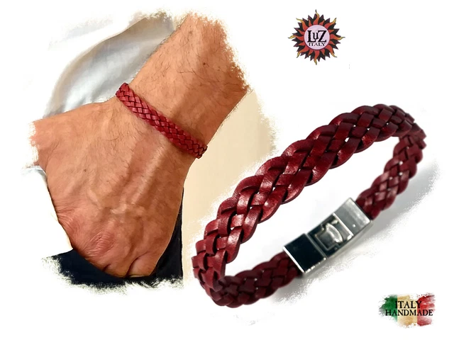 Bracelet En Cuir Rouge Brûlé LuZ Italy - 3 Tailles - Fermoir à Encastrement - Neuf Avec étiquette