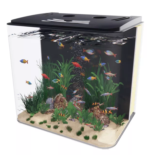 Aquarium Fish Tank 1.2gal Small Betta Tank Starter Kit with LED Light and Filter