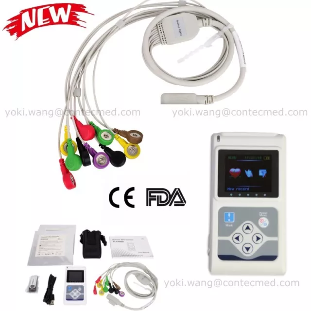 FDA CE Approved 12 Channel Dynamic ECG Holter 24 Hours Analyzer Recorder PC SW