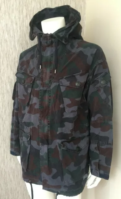 Parka London Camouflage Oversized Parka Jacket Water Resistant Size S-M Bnwt