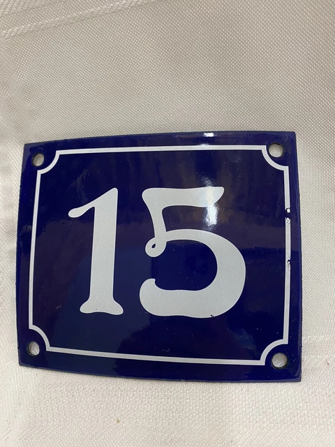 Vintage Style Blue Enamel Porcelain French House Number Door Steel Metal Sign 15