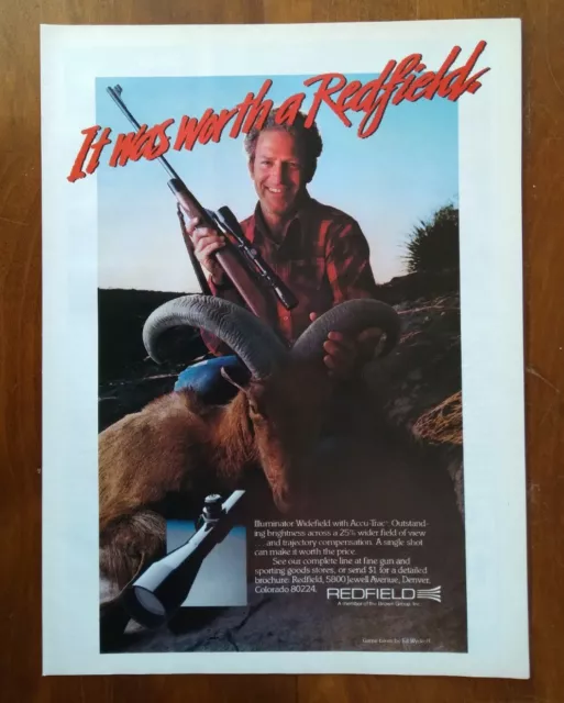 1982 Redfield Illuminator Widefield Scope Big Horn Sheep Photo Vintage Print Ad