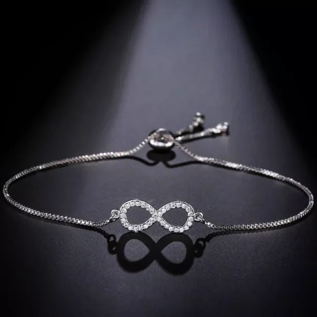 ZARD Infinity Charm Bolo Bracelet with Cubic Zirconia Accent In Sterling Silver