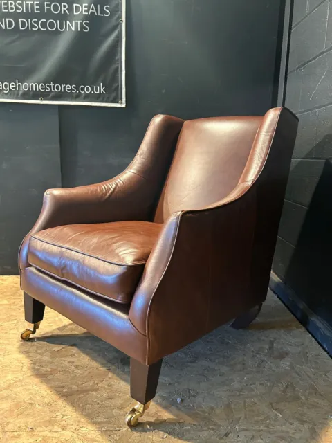 Can Deliver Laura Ashley Tan Leather High Back Lounge Accent Sofa Chair