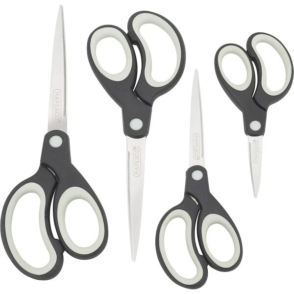 Lot De 4 Ciseaux De Cuisine En Acier Inoxydable - Tailles Différentes (15,5 à 25,1 Cm), Poignée Souple Antidérapante
