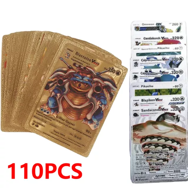 Pokemon Gold Foil Cards - Pack Of 55 Pcs TCG Deck Gold Foil Assorted Card Gift