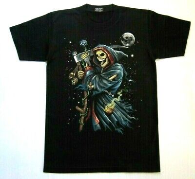 Skull Skeleton with Rose Horror Halloween Grim Reaper Death Gothic Men's T Shirt