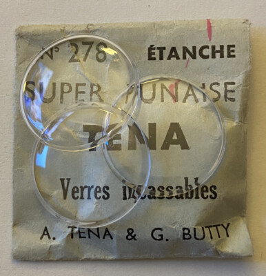 Tena NEUF 1 VERRE GLASSE PLEXI POUR MONTRE PUNAISE TENA ET BUTTY @ 136 DE DIAMETRE 