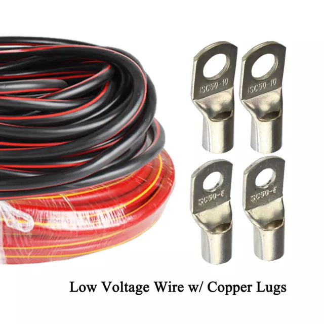 Flexible Power Ground Wire with SC Cable Lugs 2 Ga Gauge Battery Inverter Wiring