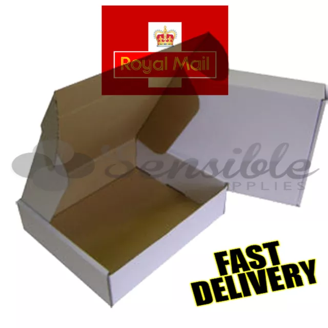 WHITE ROYAL MAIL MAXIMUM SIZE SMALL PARCEL POSTAL CARDBOARD BOXES 440x349x79mm