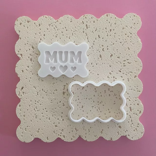 Happy Mothers Day Rectangle Cookie Cutter Stamp Fondant Embosser Set 2
