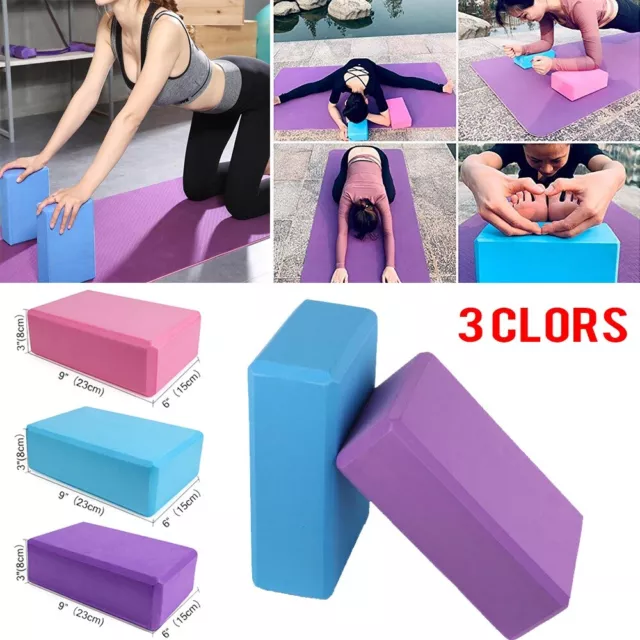 2x Yoga Block Foaming Foam Brick Exercise Fitness Gym Pilates Fitness Sport  Tool
