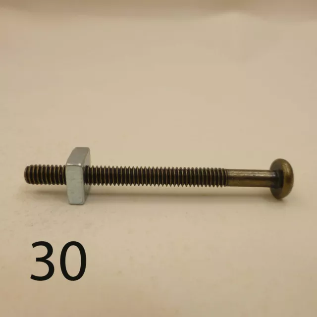 30- 2" ANTIQUE BRASS Bolt Screw Glass Cabinet Handles Knobs Drawer Pulls Vintage