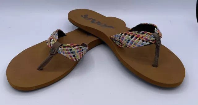 Reef Mallory Scrunch Multi Color Braided & Flip Flops Women’s Size 10.5 **READ**