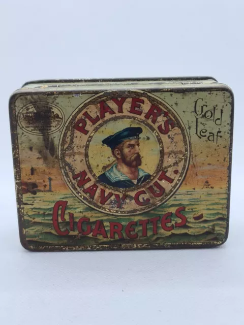 Players Navy Cut Cigarette Tin Gold Leaf Trade Mark Nottingham Castle Registered