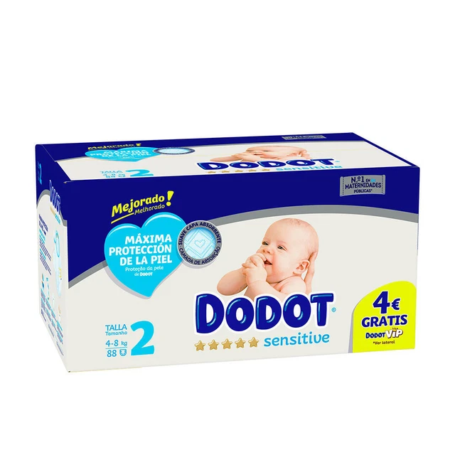 Bebé y Niños Dodot unisex DODOT SENSITIVE RN talla 2 pañales 4-8 kg 88 u
