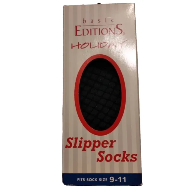 Vintage Basic Editions Slipper Socks 9-11 Unisex Black