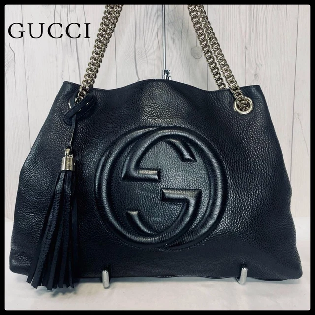 GUCCI SOHO INTERLOCKING Fringe Tassel Shoulder Bag 2WAY