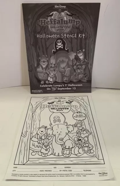 Disney Poohs Heffalump Halloween Movie Coloring 2-Sided Page & Stencil Booklet