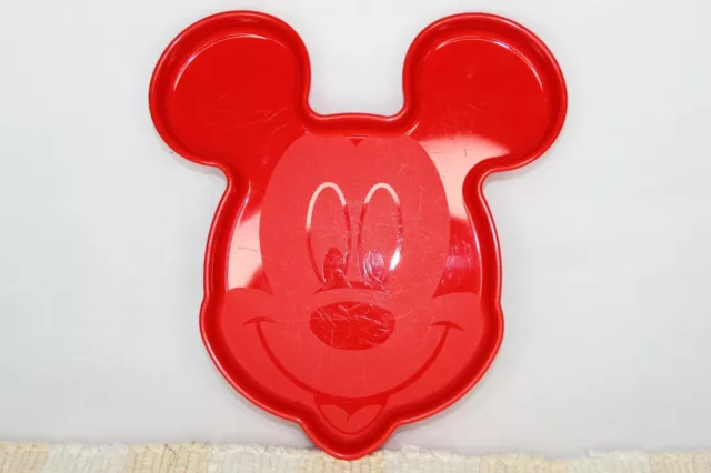 Tupperware Disney Red Mickey Mouse Food Plate #3751A Kids Ears Face Lunch