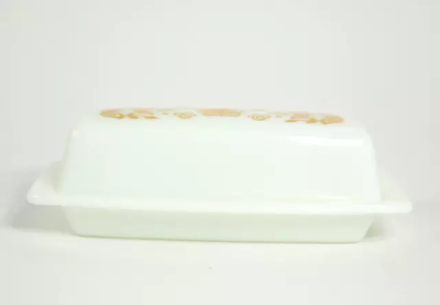 Pyrex Milk Glass Butterfly Gold butter dish with lid