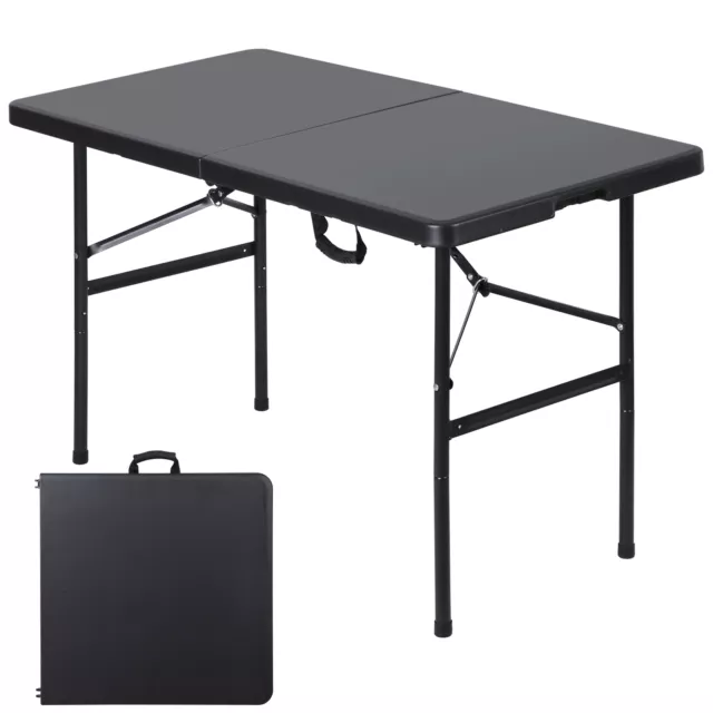 4ft Plastic Folding Table Portable Camping Picnic Table Indoor Outdoor Black