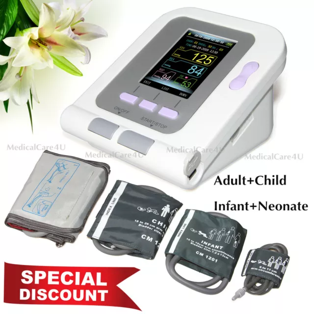 Digital Arm Blutdruckmessgerät Herzfrequenz-Pulsmesser 4 Manschetten Software