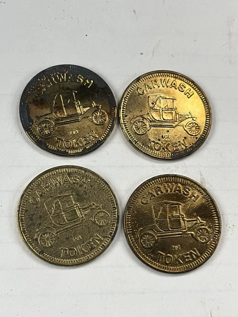 Car wash Tokens Lot 4 No Cash Value Car Automobile Vintage