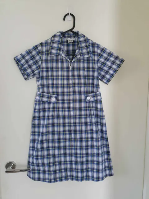 Primary school uniform dress blue, yellow, white. Size 8 and 5.