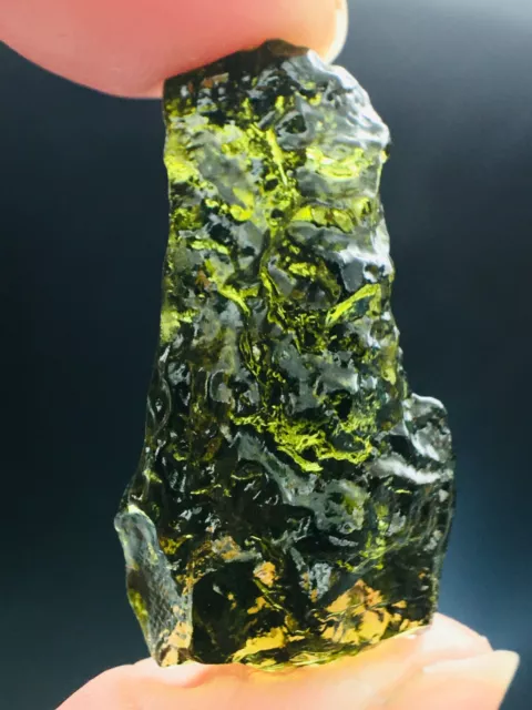 Moldavite-22CT Genuine Raw Moldavite Crystal from Czech Republic PIC certificate