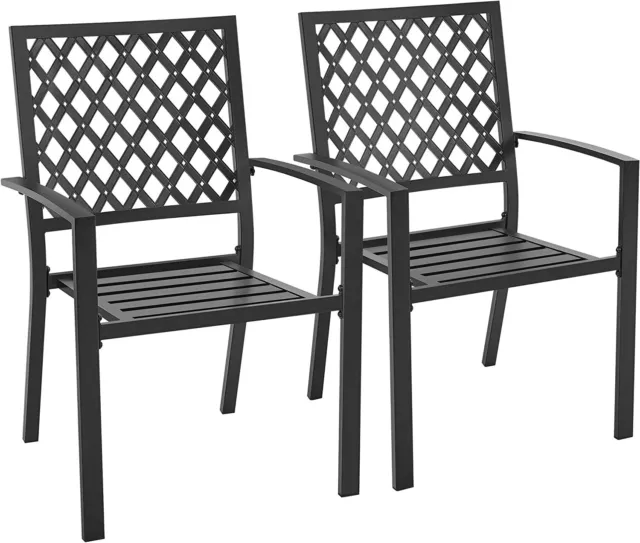 PHI VILLA Patio Chair Set of 2 Stackable Outdoor Dining Chairs for Yard Garden