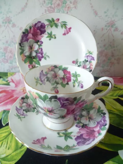 Vintage Tuscan English China Trio Tea Cup Saucer Plate Azalea C 9674
