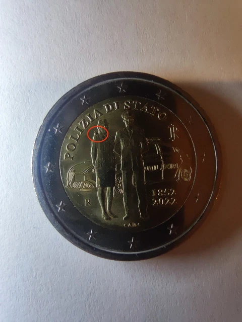 Pièce De 2 Euros Polizia Di Stato Avec Erreurs De Frappe - Monnaie Rare Et Collector