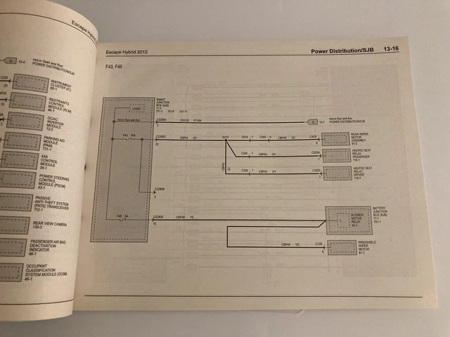 2012 FORD ESCAPE Hybrid Wiring Diagrams Schematics Pinouts Service