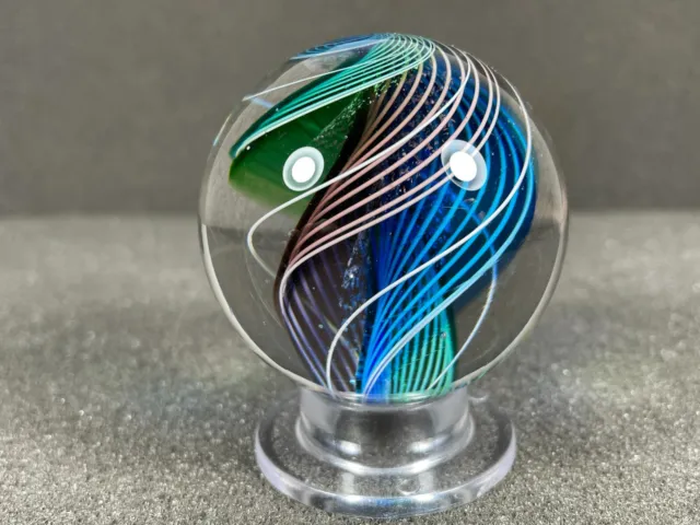 1.95" Marble Handmade Contemporary Art Multi Swirl w Mica Hot House Glass 2010