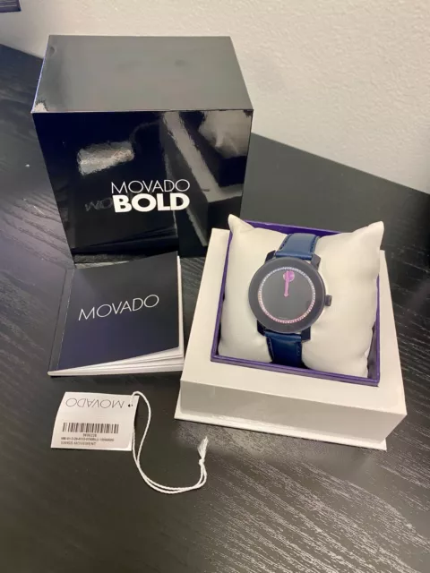 Movado series 800 Blue Leather Quartz Genuine Wrist Watch 3600228