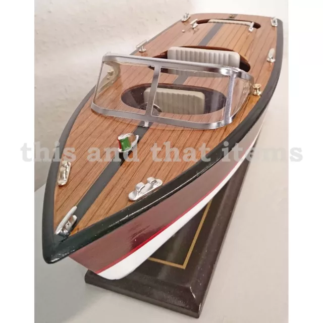 Motoryacht Modell Motorboot Schnellboot Standmodell Holz Länge 35 Cm Sy13