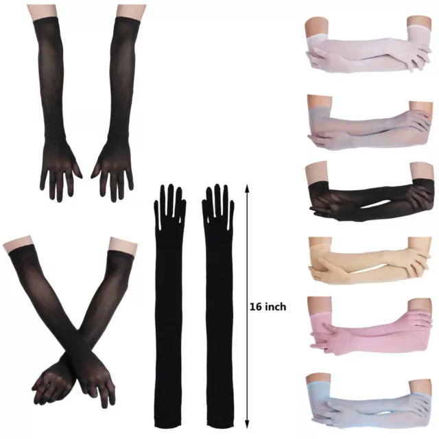 US Women's Sexy Long Sheer Gloves Opera Costume Wedding Bridal Mittens Armsleeve