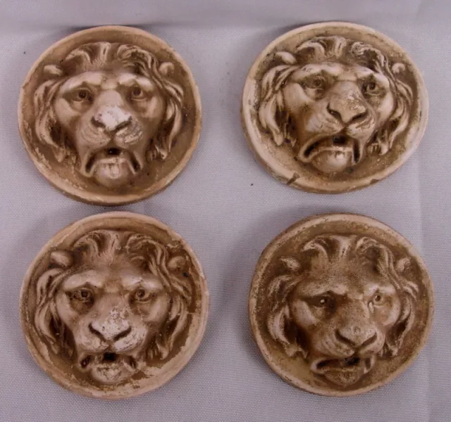 Set of 4 Lion Wall Plaque Wild Cat Animal Home Decor Antique finish