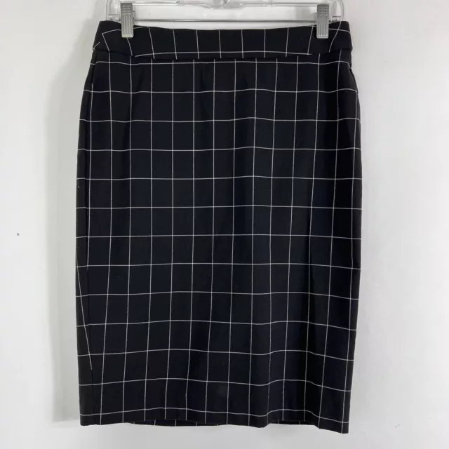 Elle Skirt Women's Small Knee Length Black Check Lightweight Pull On Stretch